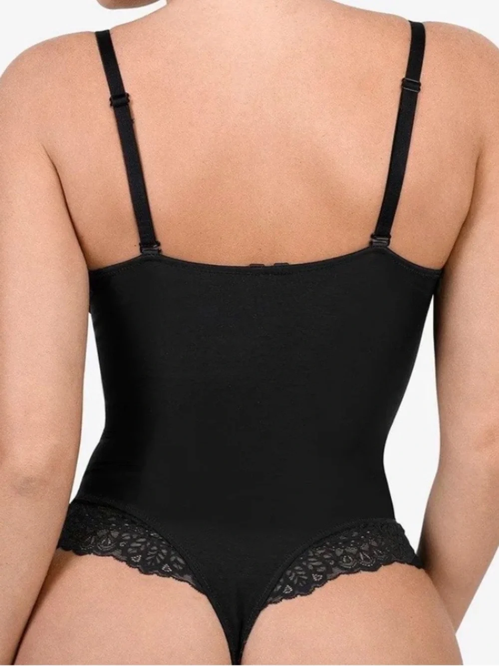 Popilush Shapewear Lace Deep V-Neck Sculpting Thong Bodysuit
